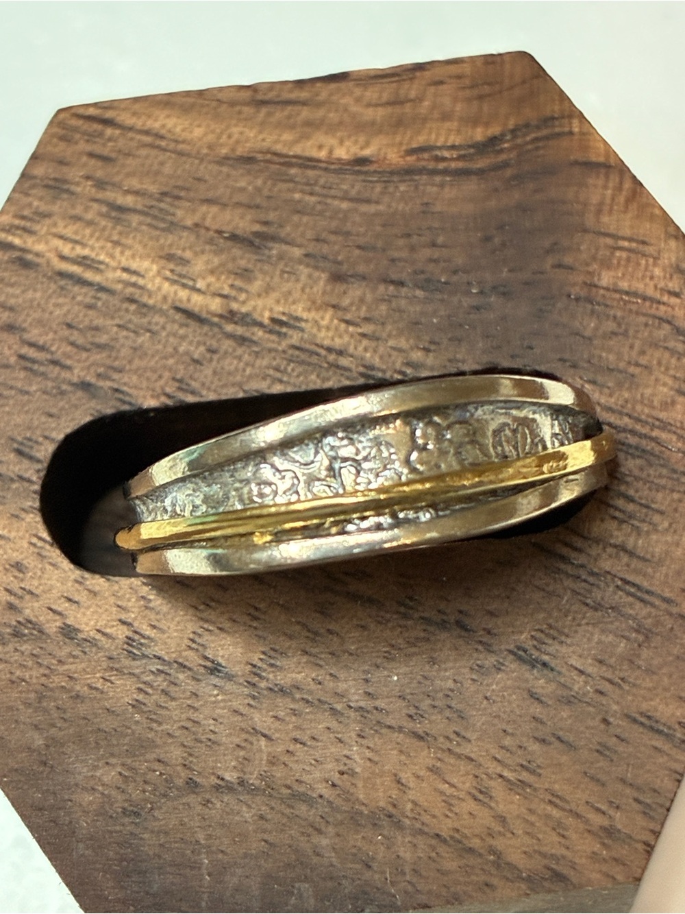 Silpada Two-Tone Textured spinner 14kt over Sterling Silver. 8